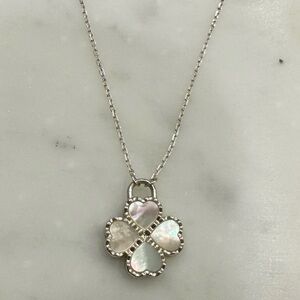 Mother of pearl heart clover necklace